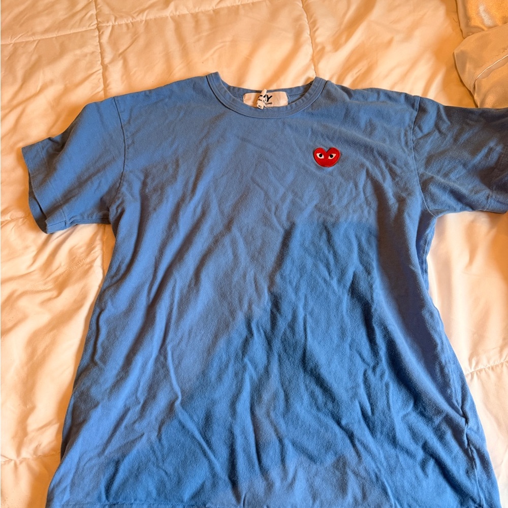 Comme des Garcons Blue T-Shirt with Red Heart